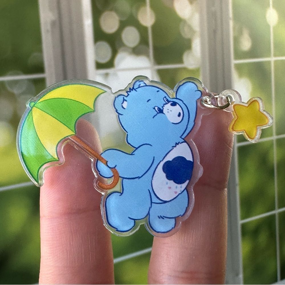 Grumpy Bear Blue Acrylic Pin/ Brooch